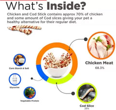 FirstBark Dog Treats - Chicken & Cod Stick, 70g.
