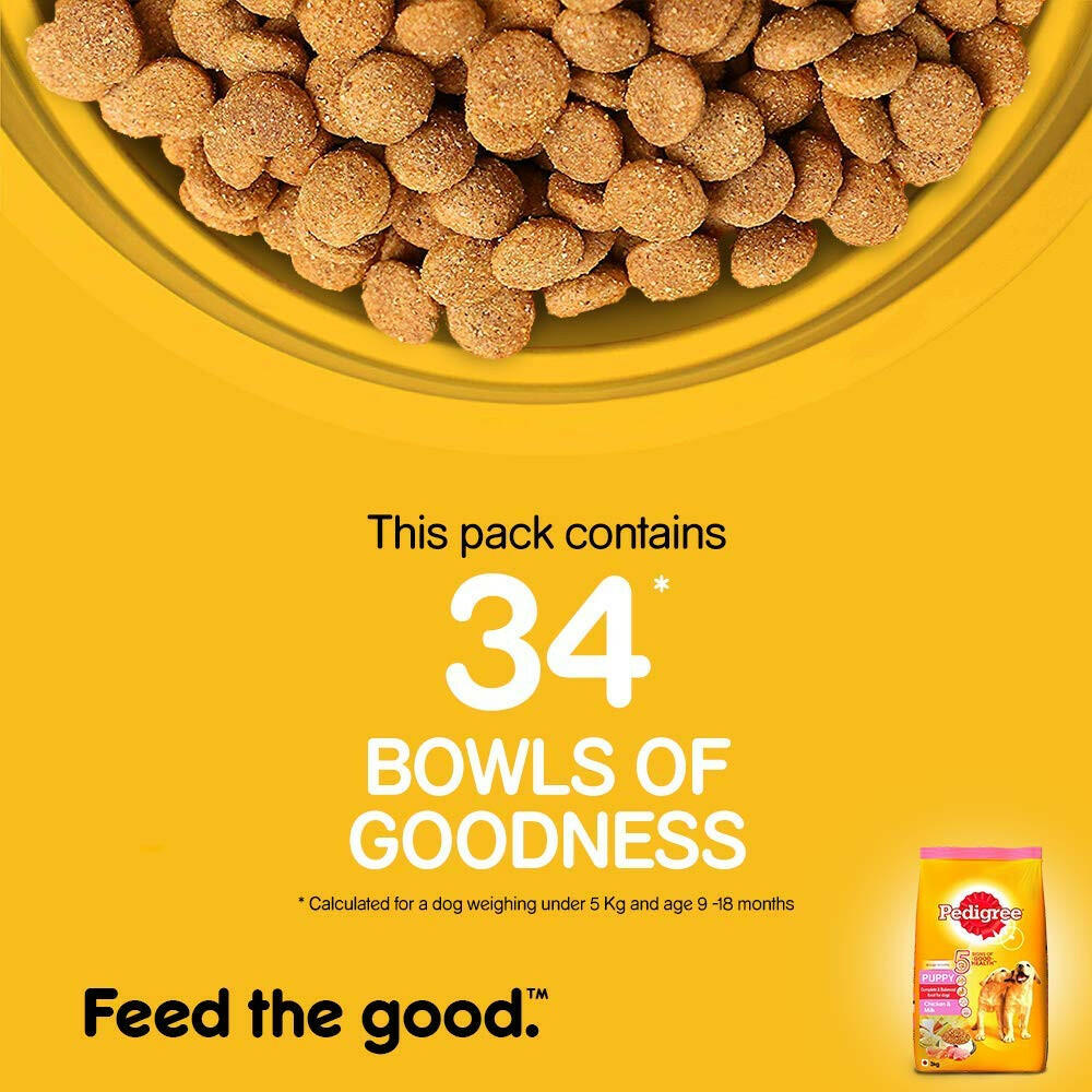 Pedigree Chicken and Milk Puppy Dog Dry Food.