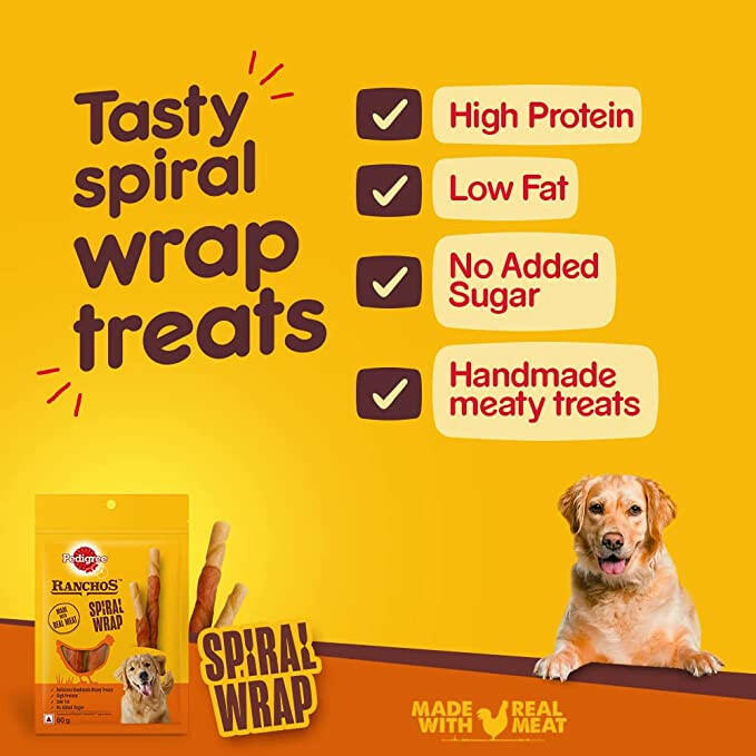 Pedigree RANCHOS Spiral Wrap Dog Treats – 60g.