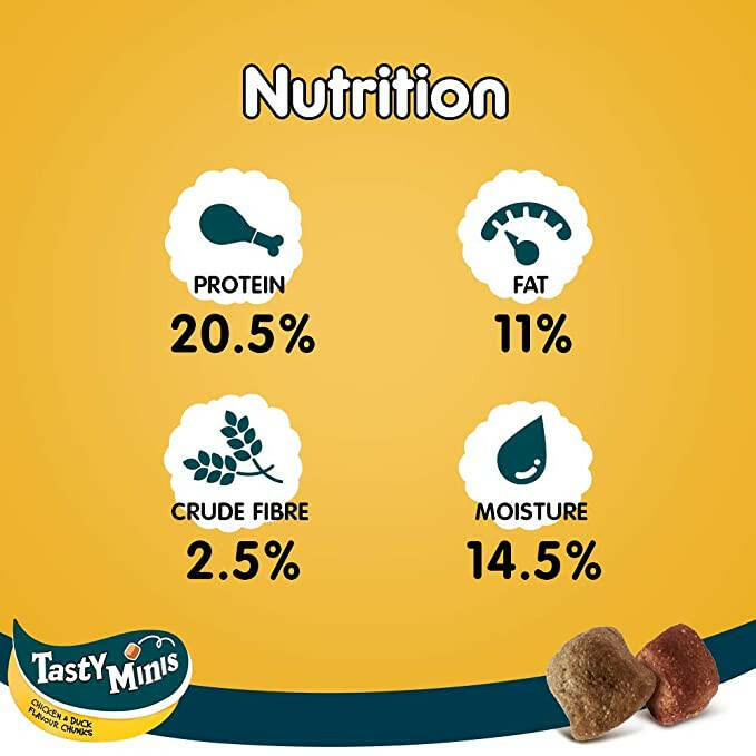 Pedigree Tasty Minis Cubes Dog Treats – Chicken & Duck, 130g.
