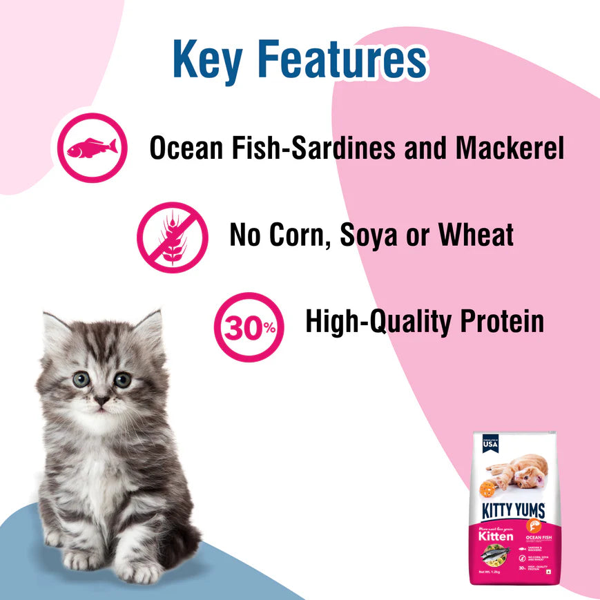 Kitty Yums Kitten Ocean Fish Food.