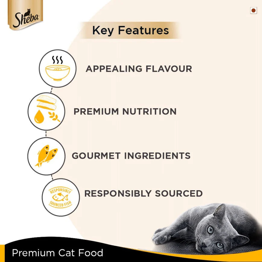 Sheba Tuna Fillet & Prawns in Gravy - Premium Wet Cat Food.