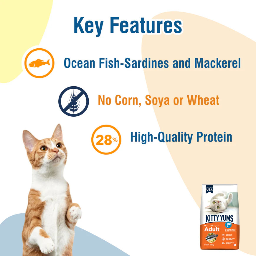 Kitty Yums Ocean Fish Adult Cat Food.