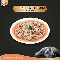 Sheba Chicken With Tuna In Gravy Rich Premium Adult Fine Cat Wet Food.