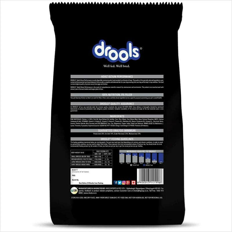 Drools Ultium Performance Adult Dog Dry Food 20 kg.