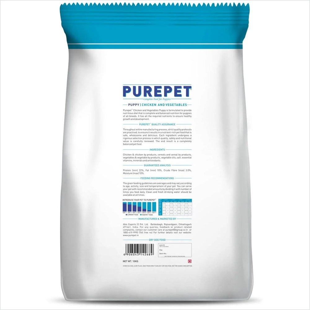 Purepet Chicken & Vegetable Puppy Dry Food.