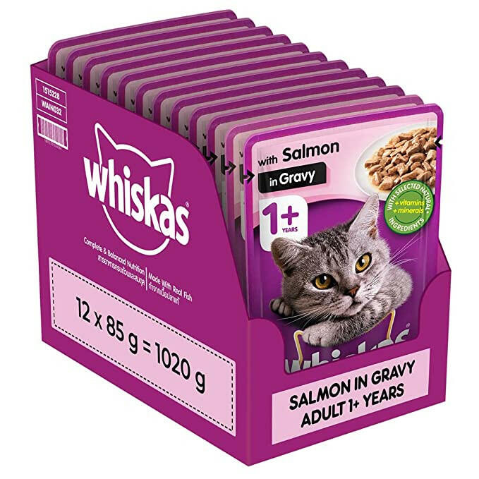 Whiskas Adult Wet Cat Food – Salmon in Gravy – 80g.