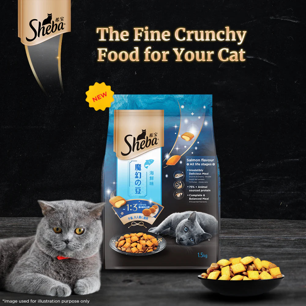 Sheba Salmon Flavour Dry Cat Food – 1.5 kg Pack.
