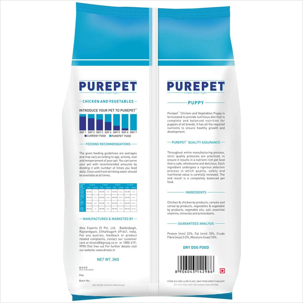 Purepet Chicken & Vegetable Puppy Dry Food.