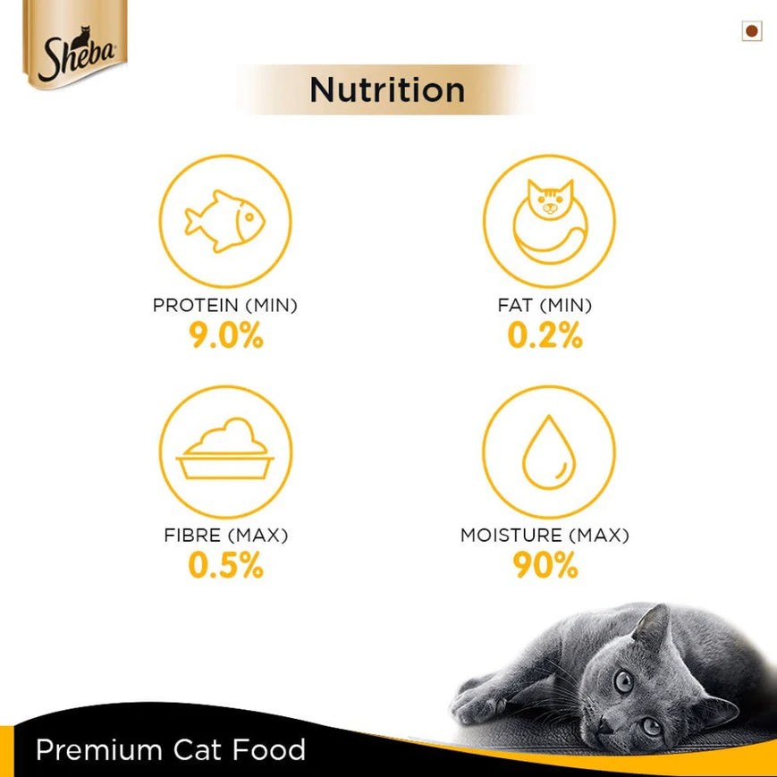Sheba Tuna Fillet & Prawns in Gravy - Premium Wet Cat Food.