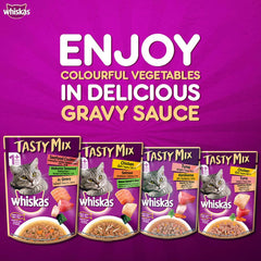 Whiskas Adult Wet Cat Food Tasty Mix Chicken, Salmon & Wakame Seaweed in Gravy.