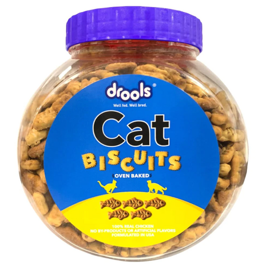 Drools Cat Treat Biscuits – Real Chicken Flavor – 400g Jar.