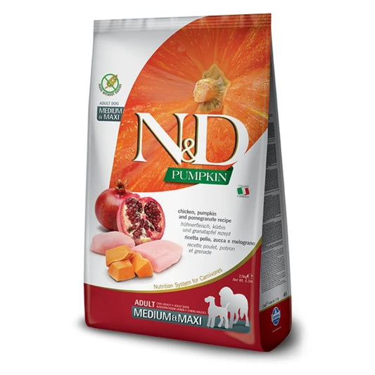 Farmina N&D Pumpkin Chicken & Pomegranate Grain Free Adult Maxi Medium Dog Dry Food.