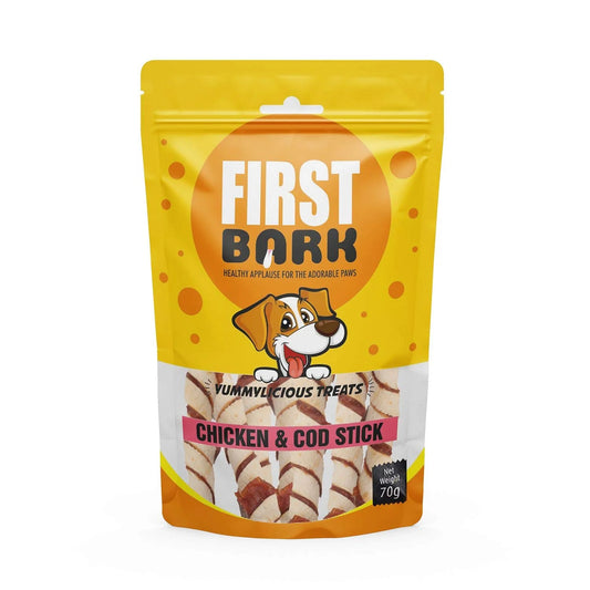 FirstBark Dog Treats - Chicken & Cod Stick, 70g.