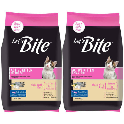 Let's Bite Active Kitten Ocean Fish Cat Dry Food (Buy 1 Get 1 Free).