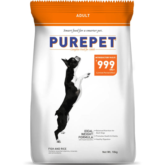 Purepet Fish & Rice Adult Dog Dry Food – 10 kg.
