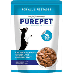 Purepet Gravy Chunks Wet Dog Food – Chicken & Vegetable Flavour, 70 g.