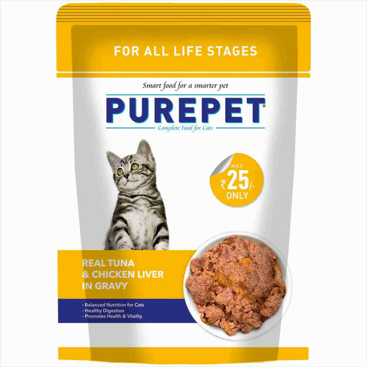 Purepet Real Tuna & Chicken Liver in Gravy Cat Wet Food – 50g.