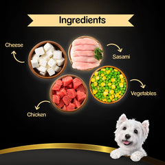 Cesar food for dogs, real chicken and vegetables in jelly.

