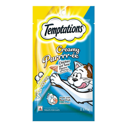 Temptations Creamy Purrrr-ee Chicken & Tuna Flavour Cat Treats.