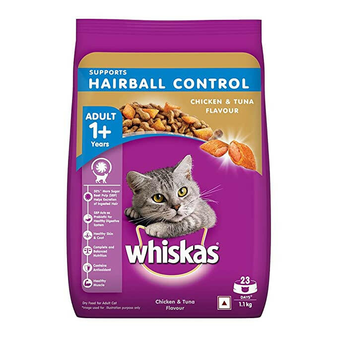 WHISKAS Hairball Control Adult Dry Food, Chicken & Tuna.
