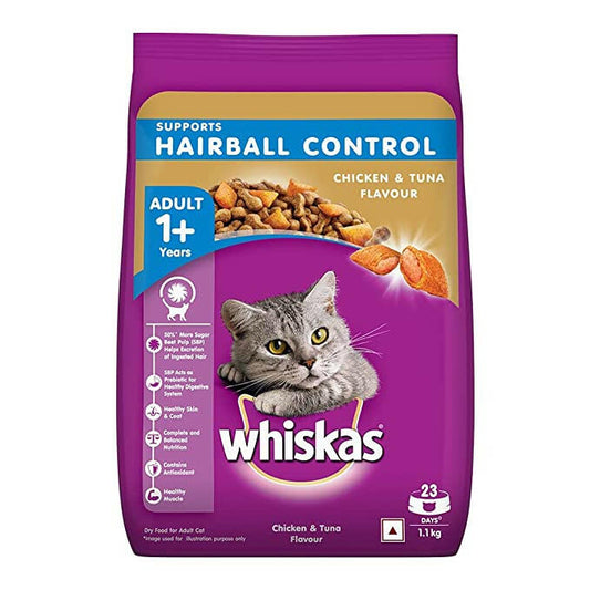 WHISKAS Hairball Control Adult Dry Food, Chicken & Tuna.