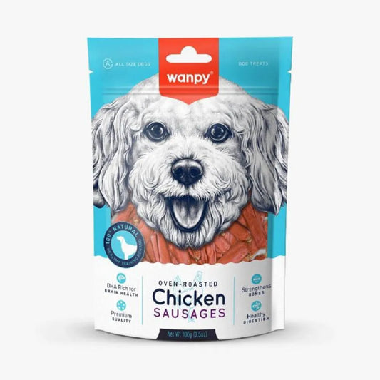 Wanpy Oven Roasted Chicken Sausages Dog Treats – 100g.