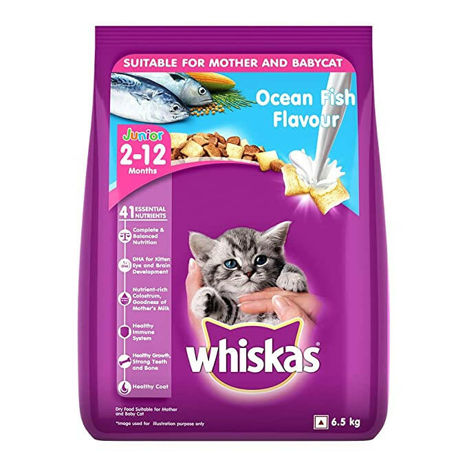 Whiskas Kitten Dry Cat Food, Ocean Fish with Milk.
