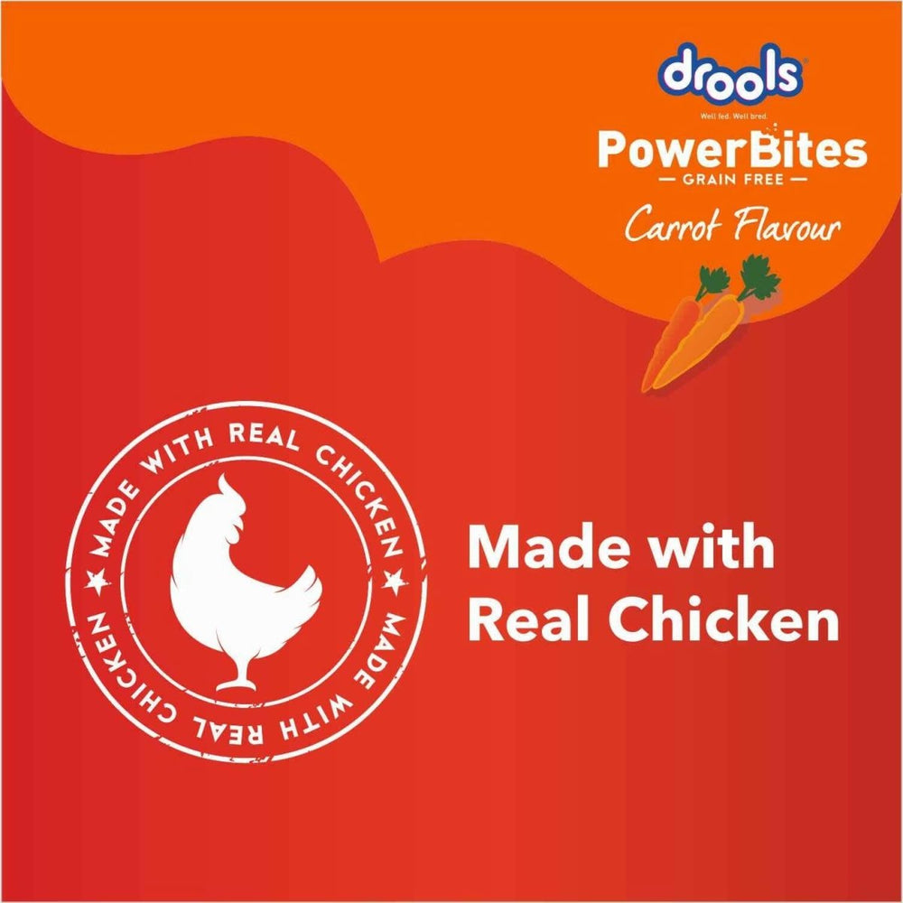 Drools Power Bites Carrot Flavour Dog Treats 135 g - dspetstore.com
