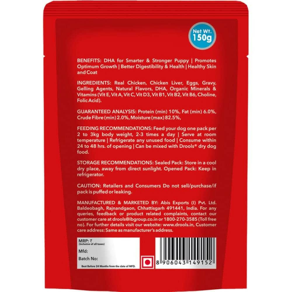 Drools Puppy Wet Dog Food Real Chicken and Chicken Liver Chunks in Gravy - dspetstore.com