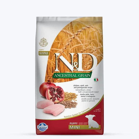 Farmina N&D Ancestral Grain Mini Breed Dry Puppy Food - Chicken & Pomegranate - dspetstore.com
