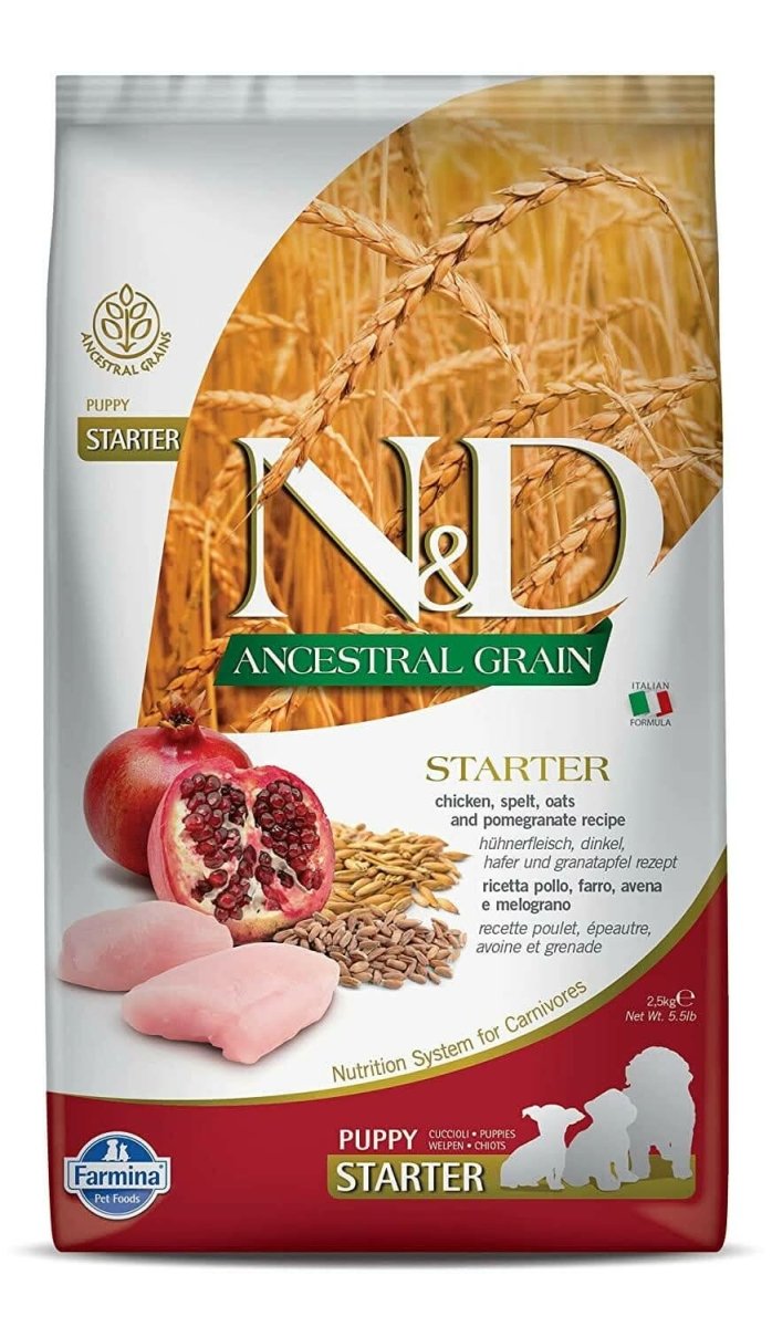 Farmina N&D Chicken & Pomegranate Ancestral Grain Starter Dry Dog Food - dspetstore.com