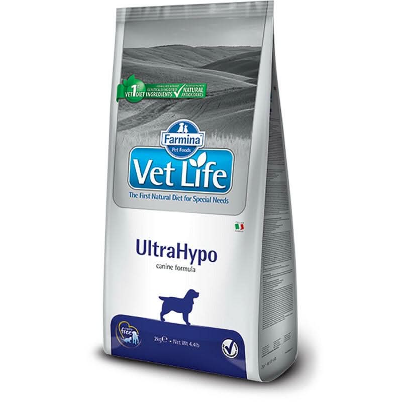 Vet Life UltraHypo pet food bag on a white background