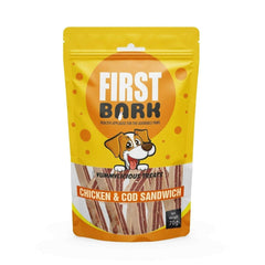 First Bark Chicken & Cod Sandwich Dog Treats, 70g - dspetstore.com