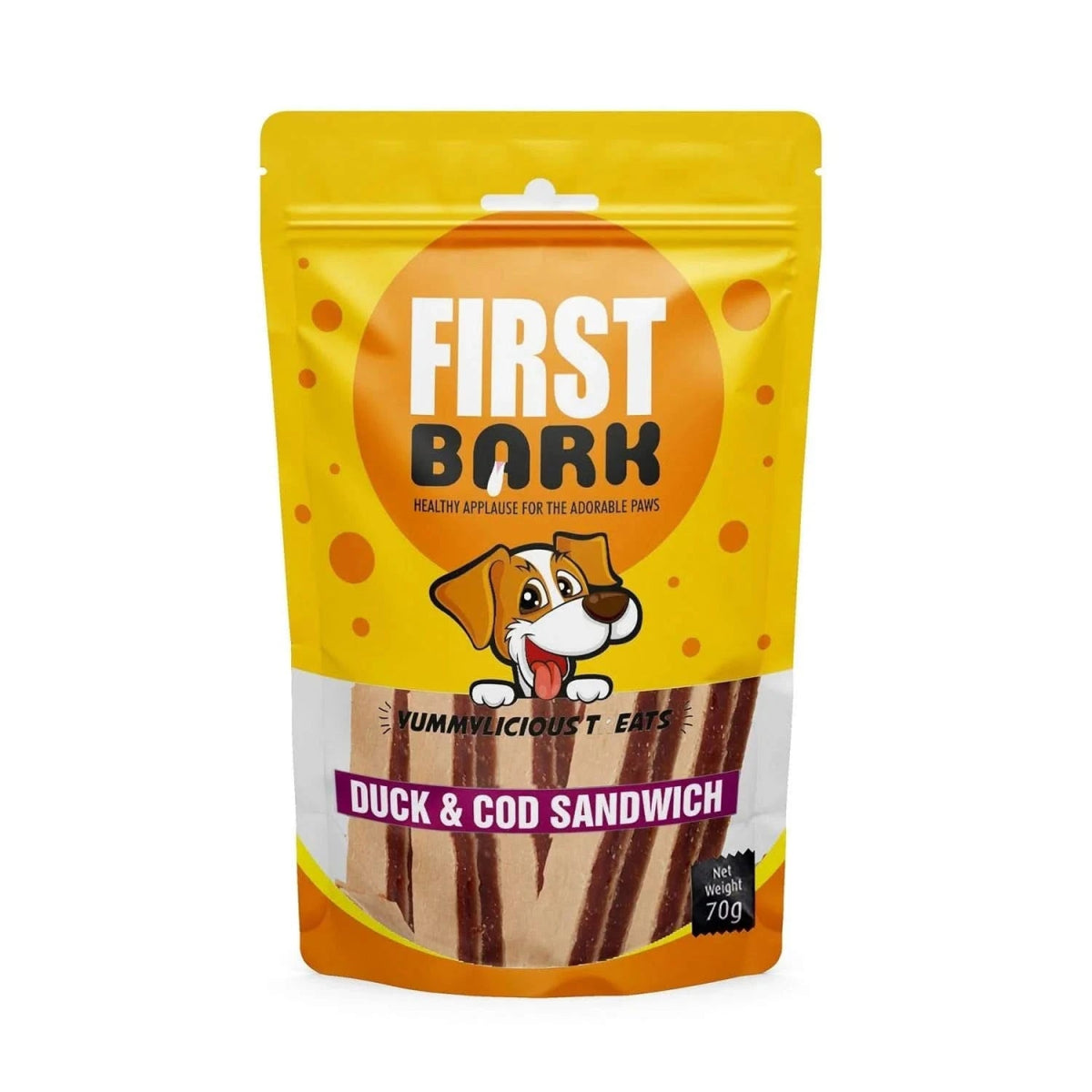 First Bark Duck and Cod Sandwich Dog Treats, 70g - dspetstore.com