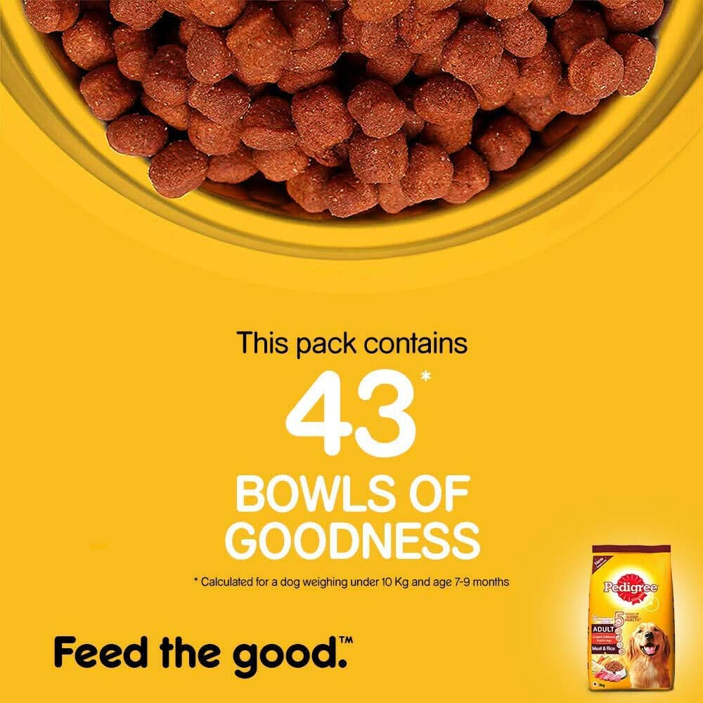 Pedigree Meat & Rice Adult Dog Dry Food - dspetstore.com