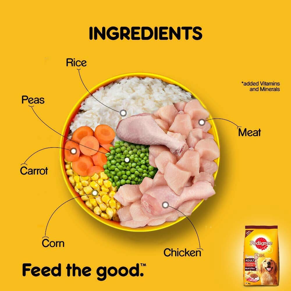 Pedigree Meat & Rice Adult Dog Dry Food - dspetstore.com