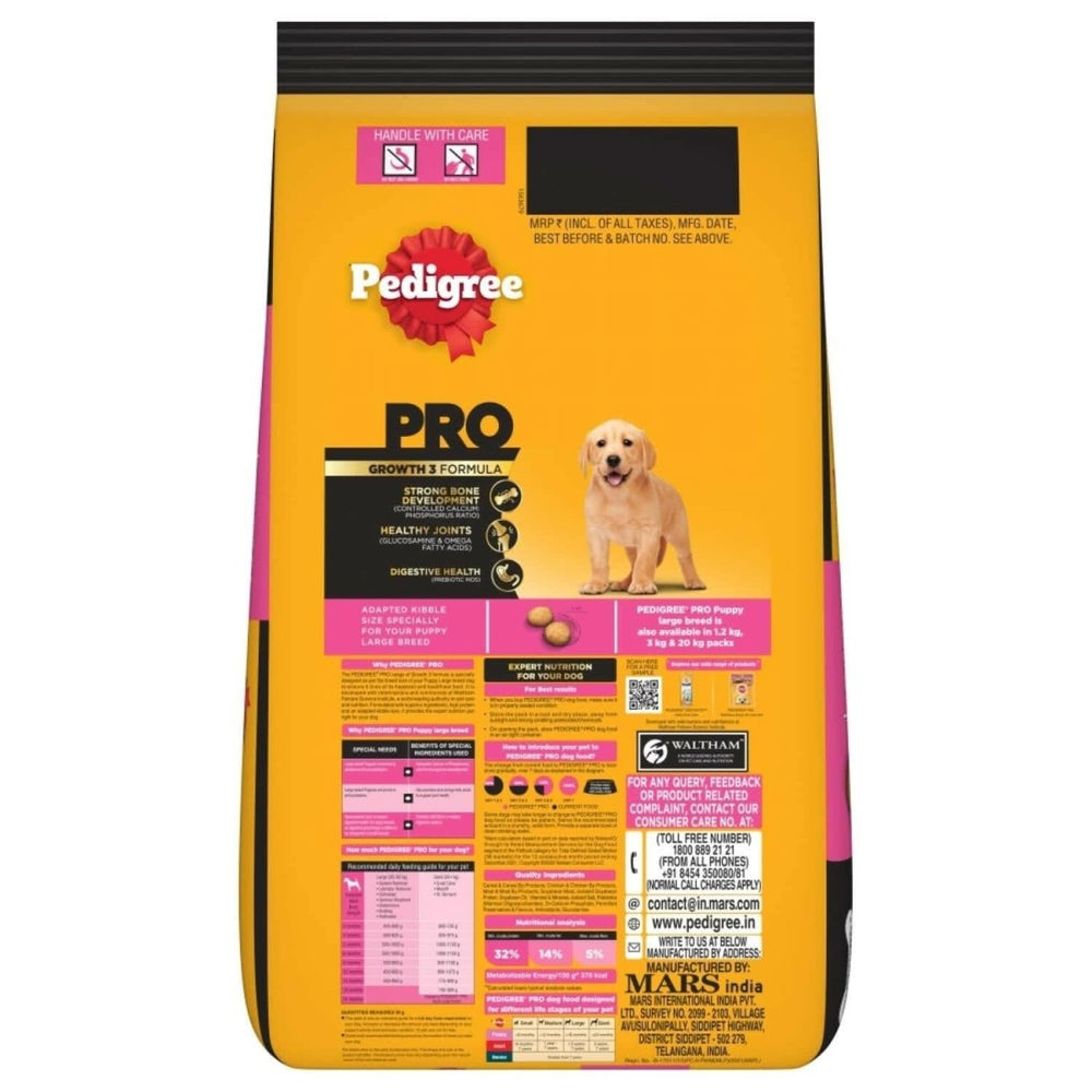 Pedigree dog food package with yellow and black design