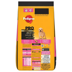Pedigree dog food package with yellow and black design