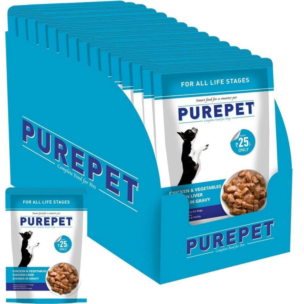 Purepet Gravy Chunks Wet Dog Food – Chicken & Vegetable Flavour, 70 g - dspetstore.com