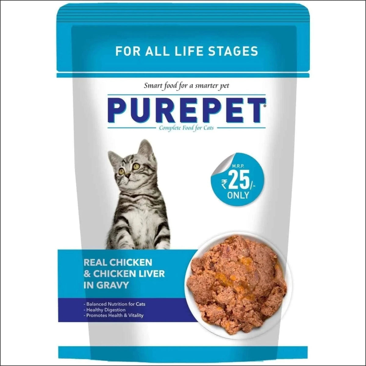 Purepet Real Chicken & Chicken Liver in Gravy Cat Wet Food – 70 g - dspetstore.com