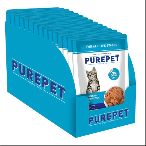 Purepet Real Chicken & Chicken Liver in Gravy Cat Wet Food – 70 g - dspetstore.com