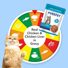 Purepet Real Chicken & Chicken Liver in Gravy Cat Wet Food – 70 g - dspetstore.com