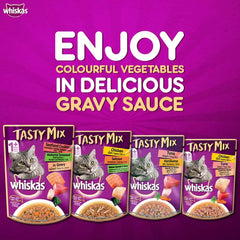 Whiskas Adult Wet Cat Food Tasty Mix Chicken, Salmon & Wakame Seaweed in Gravy - dspetstore.com