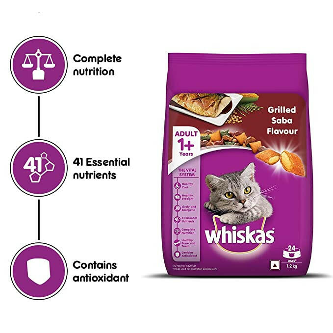 Whiskas Adult Dry Cat Food – Grilled Saba (Complete Nutrition).
